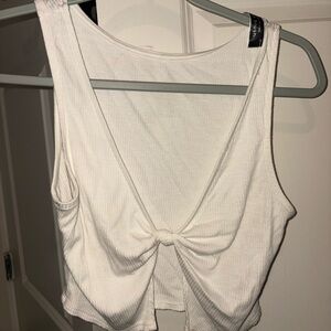 Blue Blush White Knot-Front Tank Top